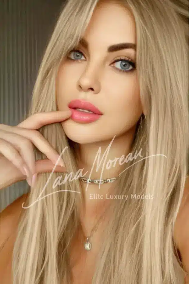 Elegant blonde companion close-up