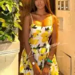 High-class escort with lemon dress