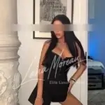 Seductive model in black outfit