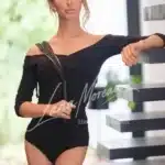 Seductive beauty in black bodysuit