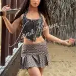 Katja in plaid mini skirt
