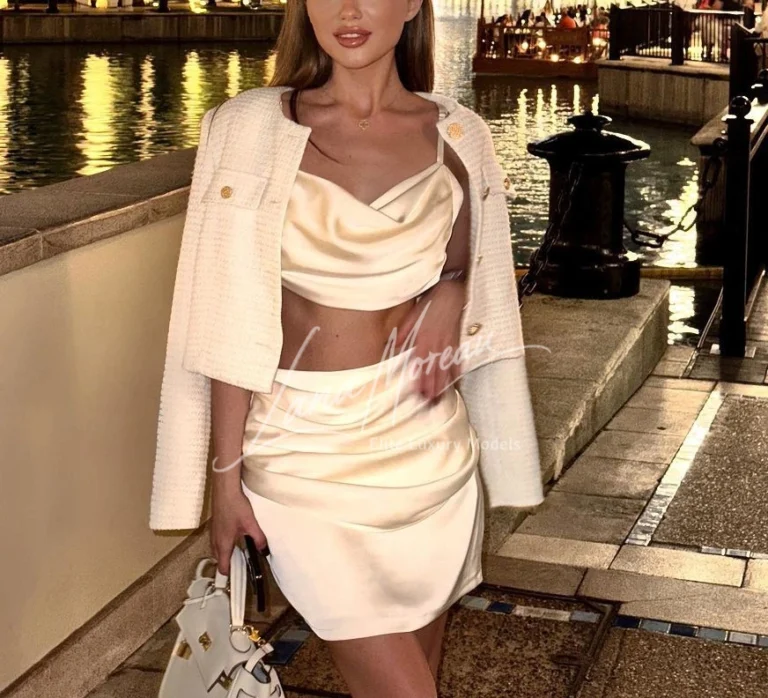 VIP Dubai companion in satin evening look