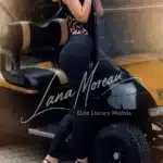 Exclusive Escort Model London next to golf cart
