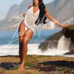 Exotic model Indyara white swimsuit