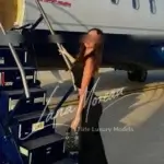 luxury model boarding private jet