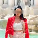 Glamorous high-end model in red