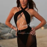 Luxury escort New York in black beach dress