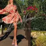 Floral dress fashion shoot in garden