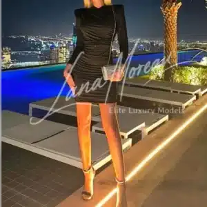 Luxury rooftop shoot in black dress
