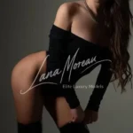 High-End Escort in daring black outfit and heels